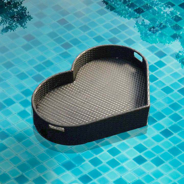 Núria Luxury Floating Serving Tray For Swimming Pool - Brown (Heart Shape)