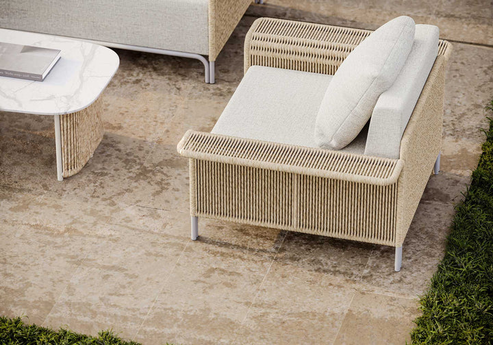 Parlak Outdoor Garden Balcony Sofa Set 2 Seater, 2 Single seater and 1 Center Table  Set (Honey) Braided & Rope