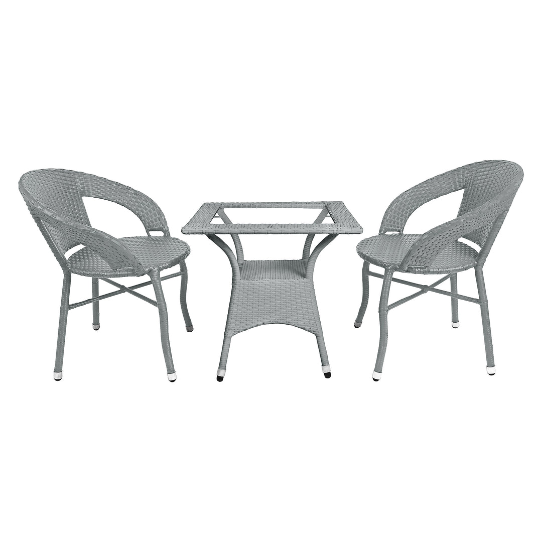 Demou Outdoor Patio Seating Set 2 Chairs and 1 Table Set (Silver)