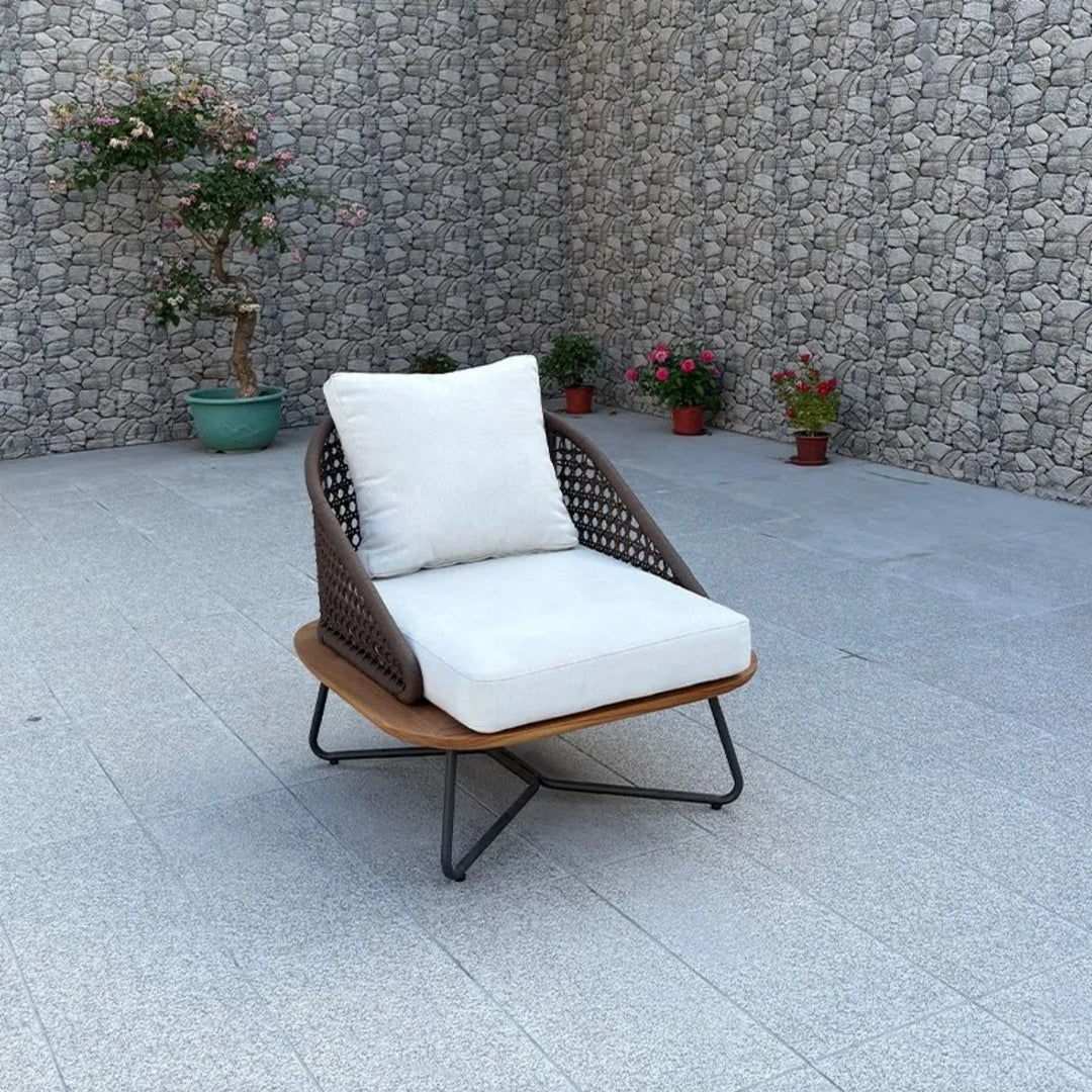 Ceana Outdoor Patio Seating Set 2 Chairs and 1 Table Set (Brown) Braided And Rope