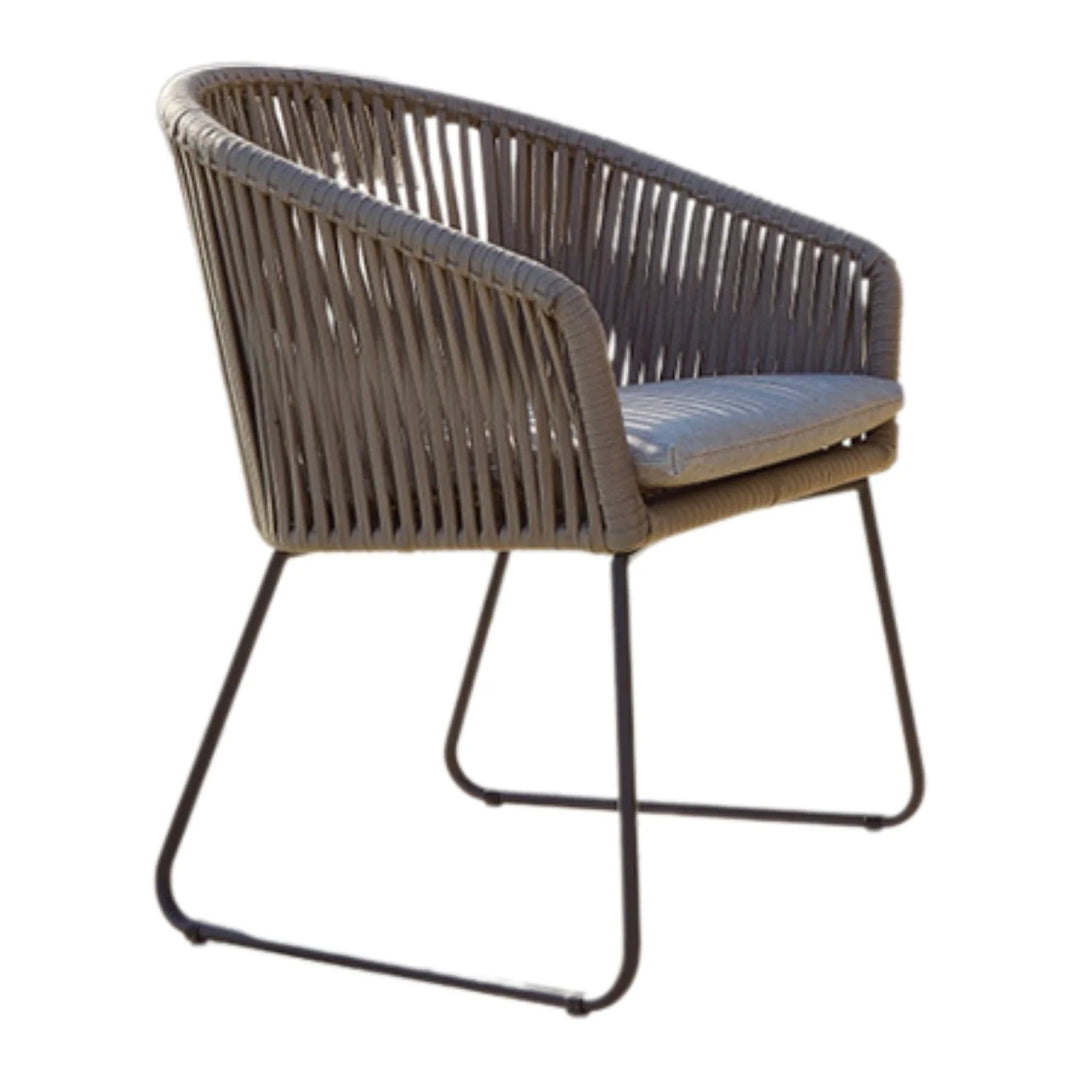Vita Outdoor Garden Patio Dining Set 4 Chairs and 1 Table Set (Grey) Braided & Rope