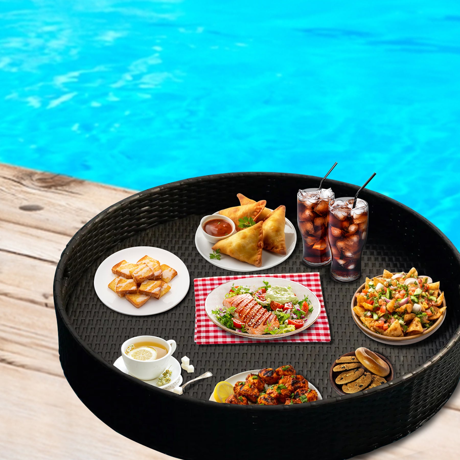Luxury Floating Tray For Swimming Pool - Black ( Round ...