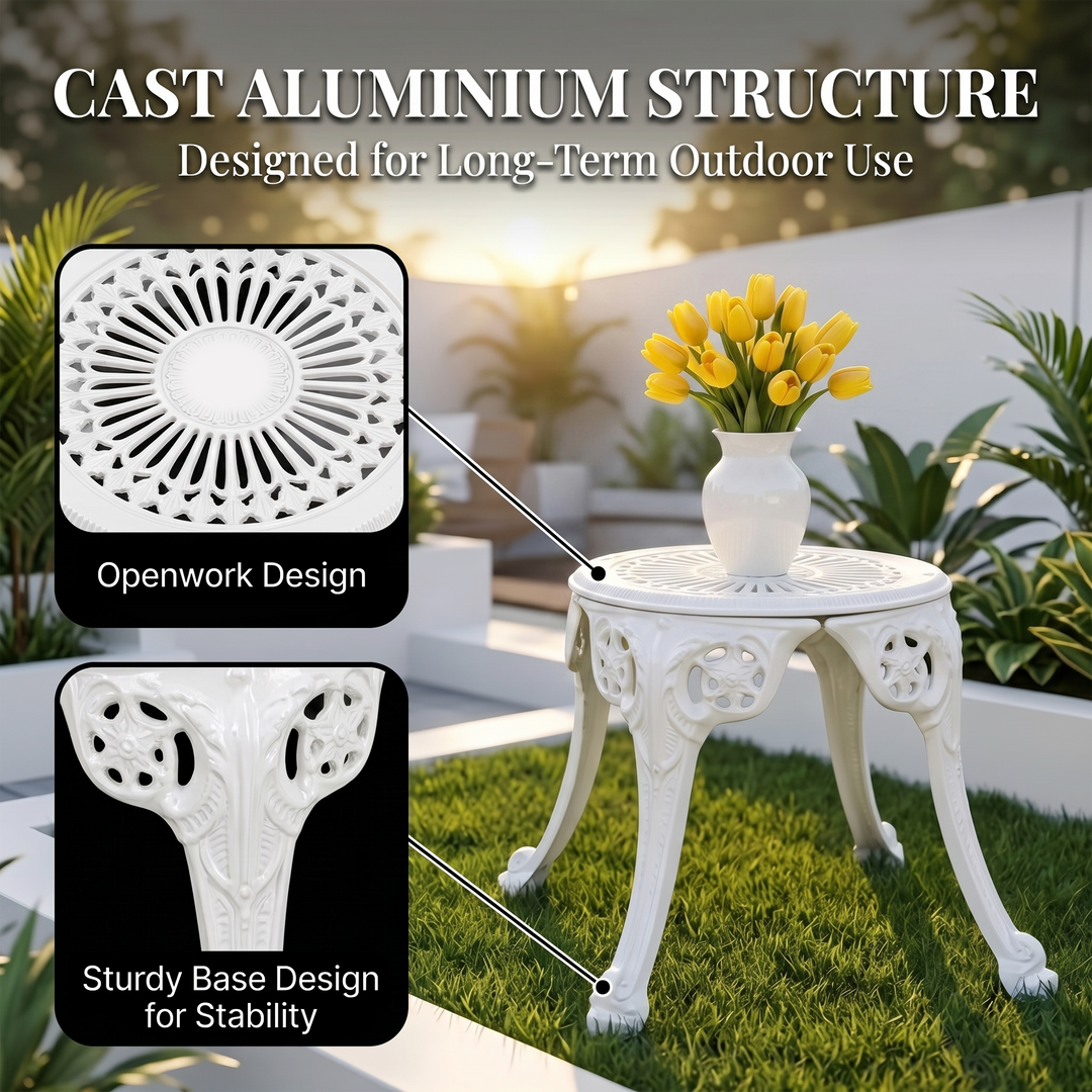 Zinc Cast Aluminium Garden Patio Seating 2 Chair and 1 Table Set