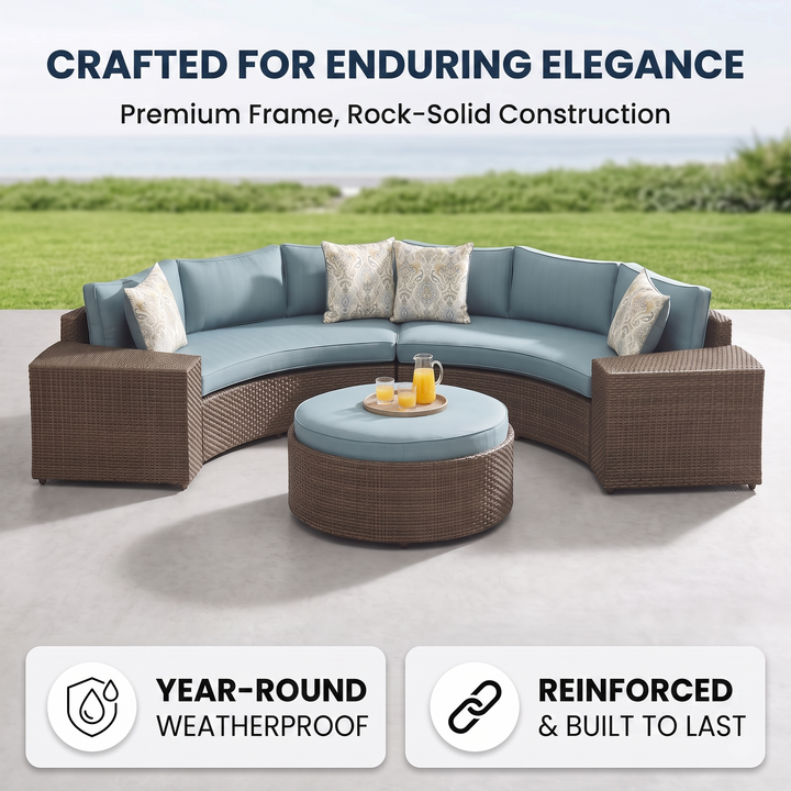Zea Outdoor Sofa Set 4 Seater and 1 Center Table (Brown)
