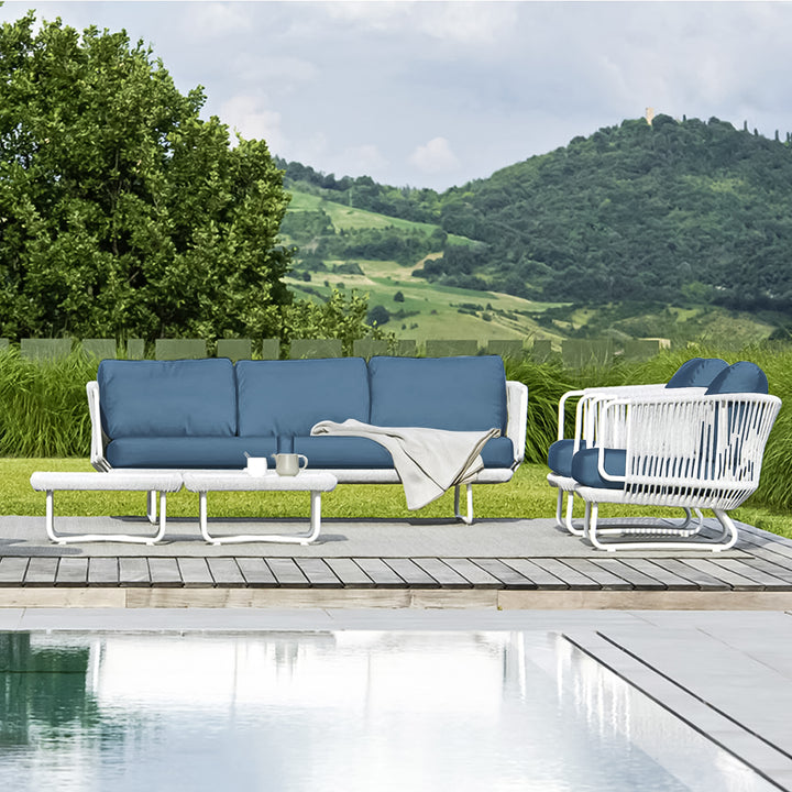 Astoir Outdoor Garden Balcony Sofa Set 3 Seater , 2 Single Seater and 1 Center Table Set Braid & Rope (Grey)