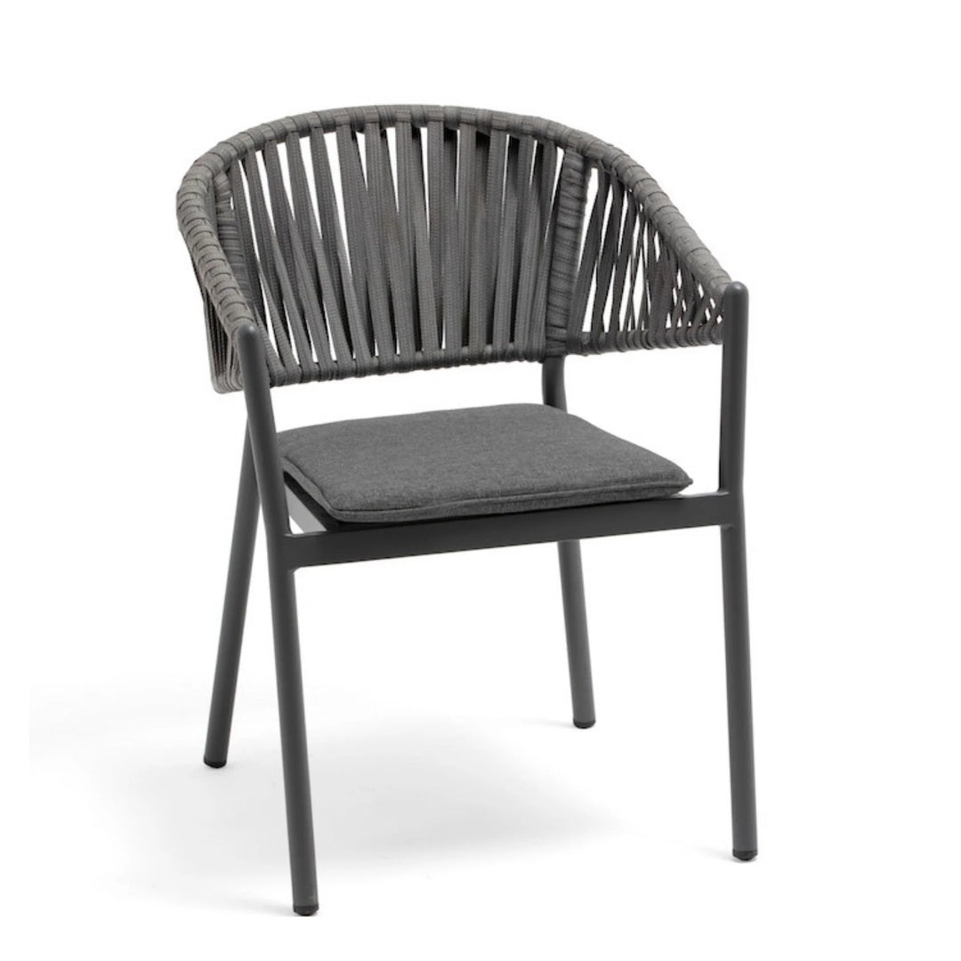Xuri Outdoor Garden Patio Dining Set 4 Chairs and 1 Table Set (Grey) Braided & Rope