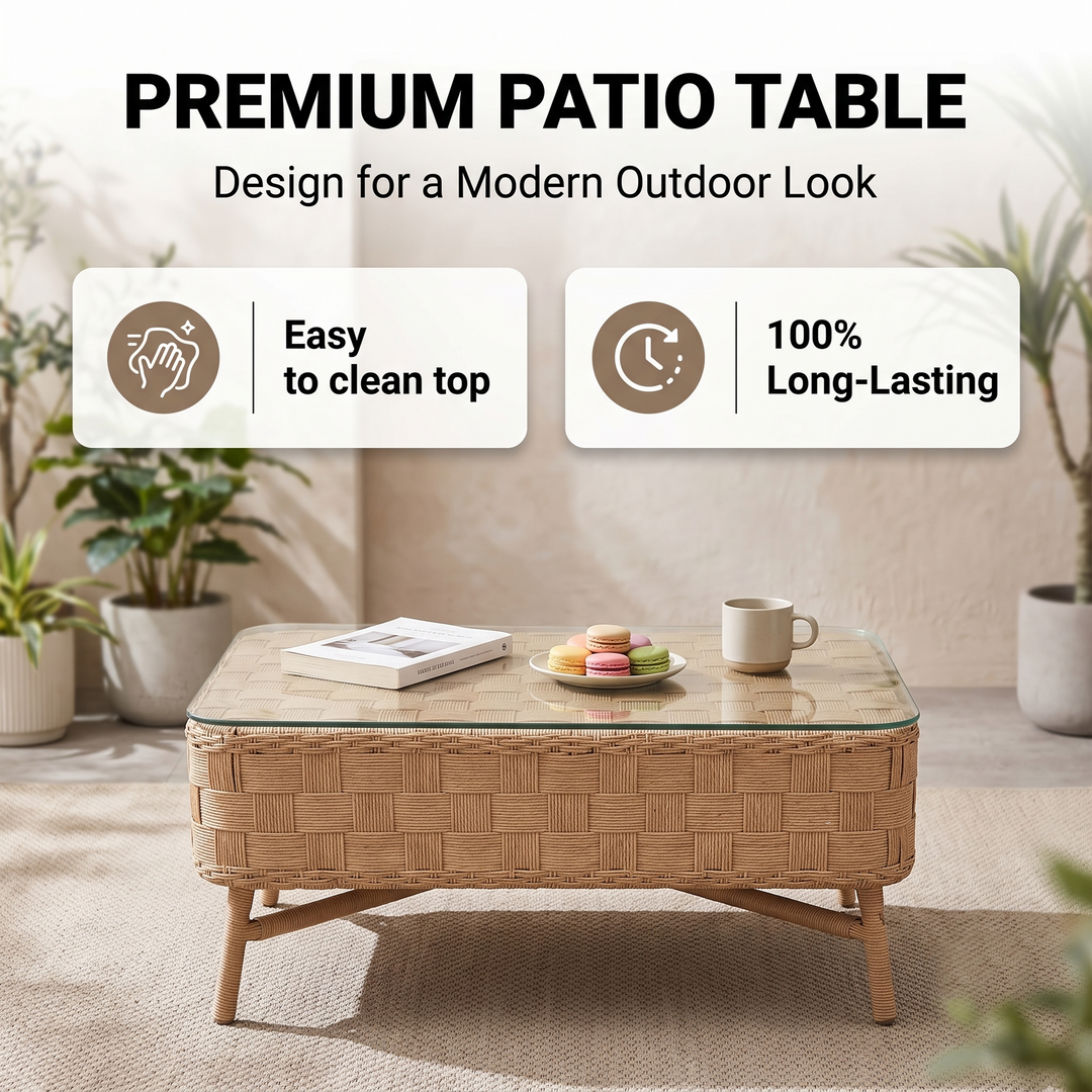 Palerma Outdoor Sofa Set 2 Seater , 2 Single seater , 1 Center table (Honey)