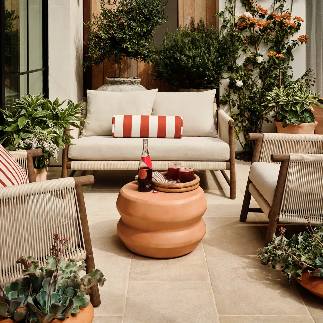 Alfi Outdoor Sofa Set 2 Seater, 2 Single seater and 1 Center Table Braided & Rope (Cream)