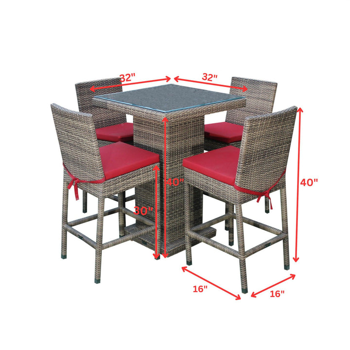 Klein Outdoor Patio Bar Sets 4 Chairs and 1 Table (Capicano)