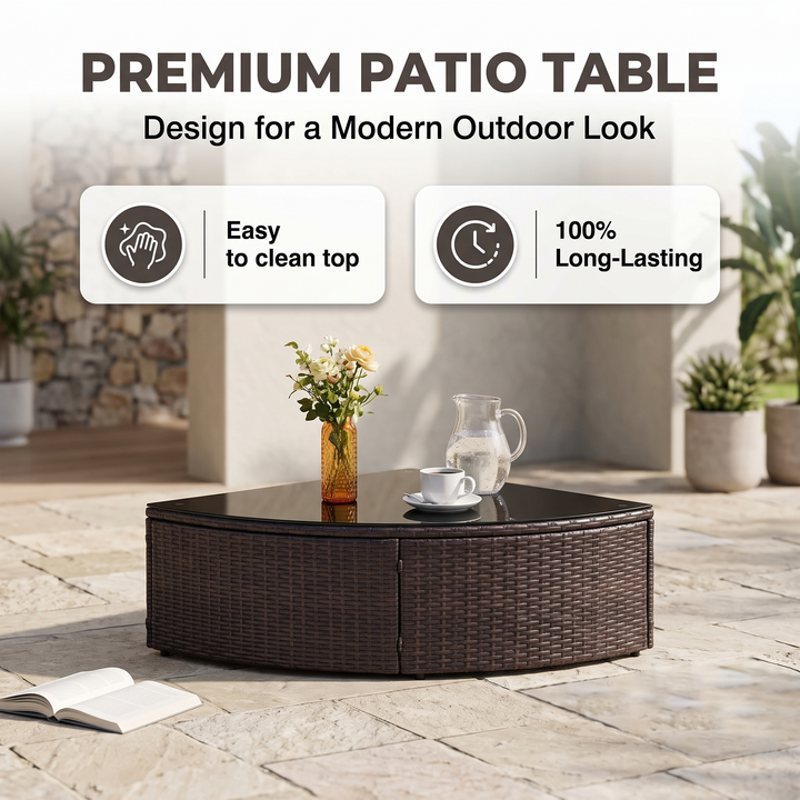 Omehia Outdoor Garden Balcony Sofa Set  5 Seater and 1 Center Table Set (Brown)