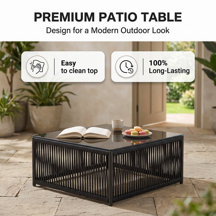Valencia Outdoor Sofa Set 7 Seater, 1 Center Table Set Braided & Rope