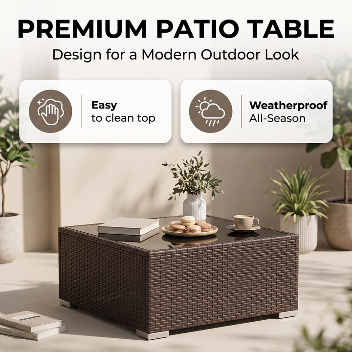 Zullo Outdoor Sofa Set 4 Seater, 2 Single seater and 1 Center Table (Black)