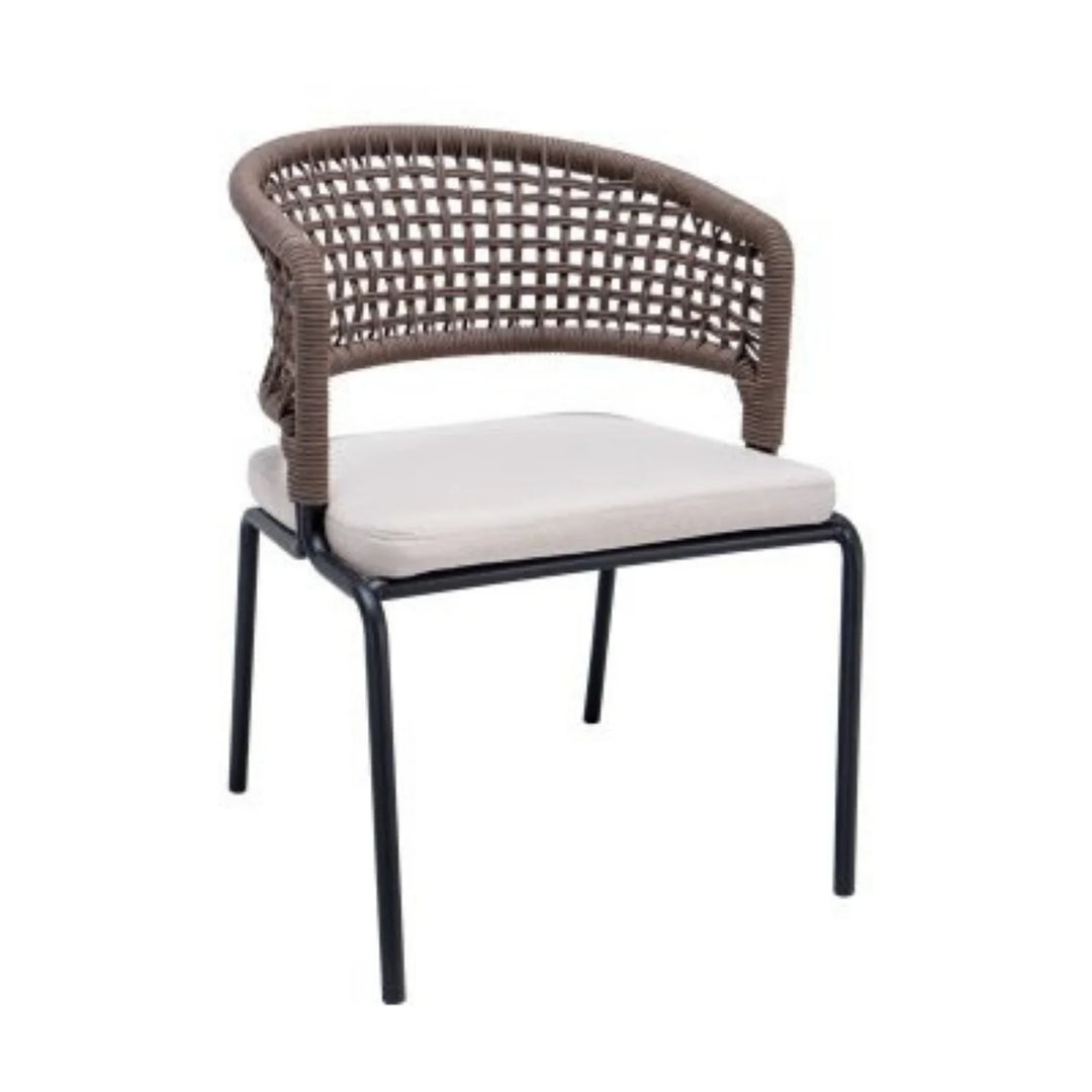Cristo Outdoor Garden Patio Dining Set 4 Chairs and 1 Table Set (Grey) Braided & Rope