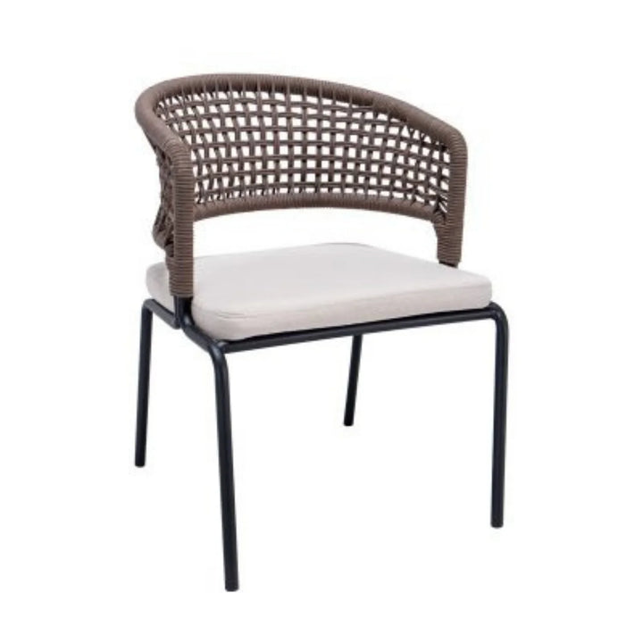 Cristo Outdoor Garden Patio Dining Set 4 Chairs and 1 Table Set (Grey) Braided & Rope