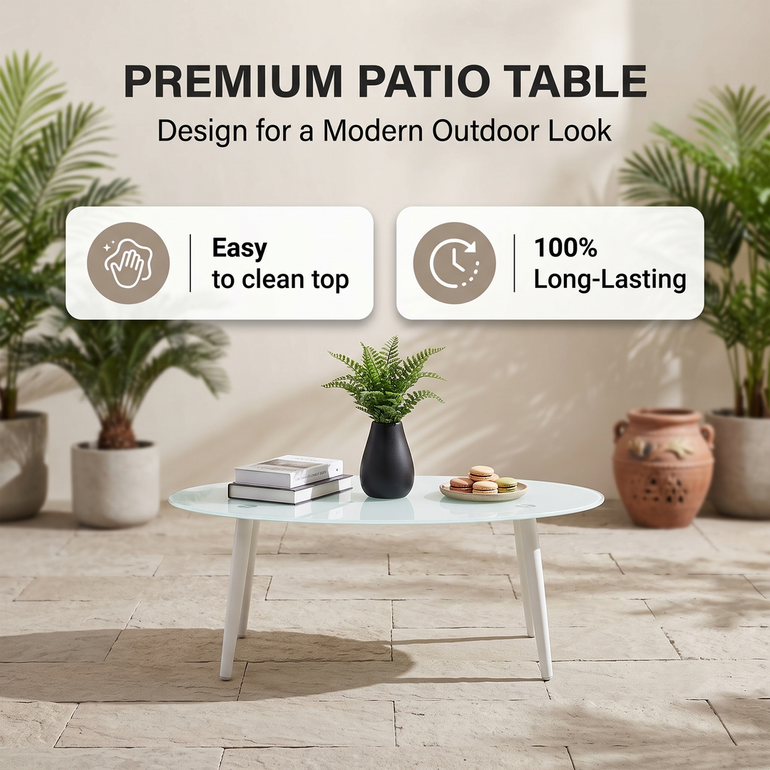 Pozen Outdoor Garden Balcony Sofa Set  2 Seater, 2 Single seater and 1 Center Table Set, Braid & Rope (White)