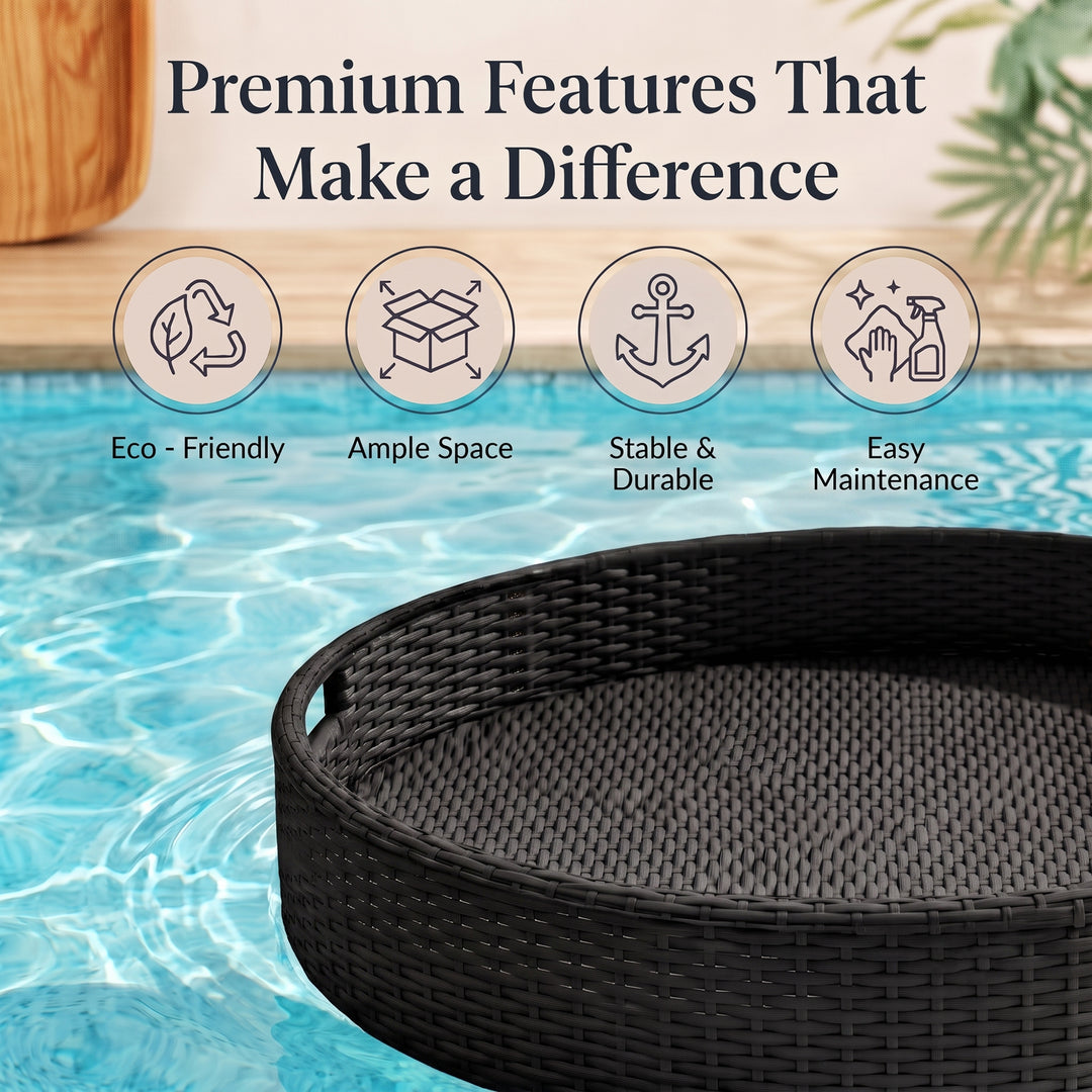 Enciso Luxury Floating Serving Tray For Swimming Pool - Black ( Round )