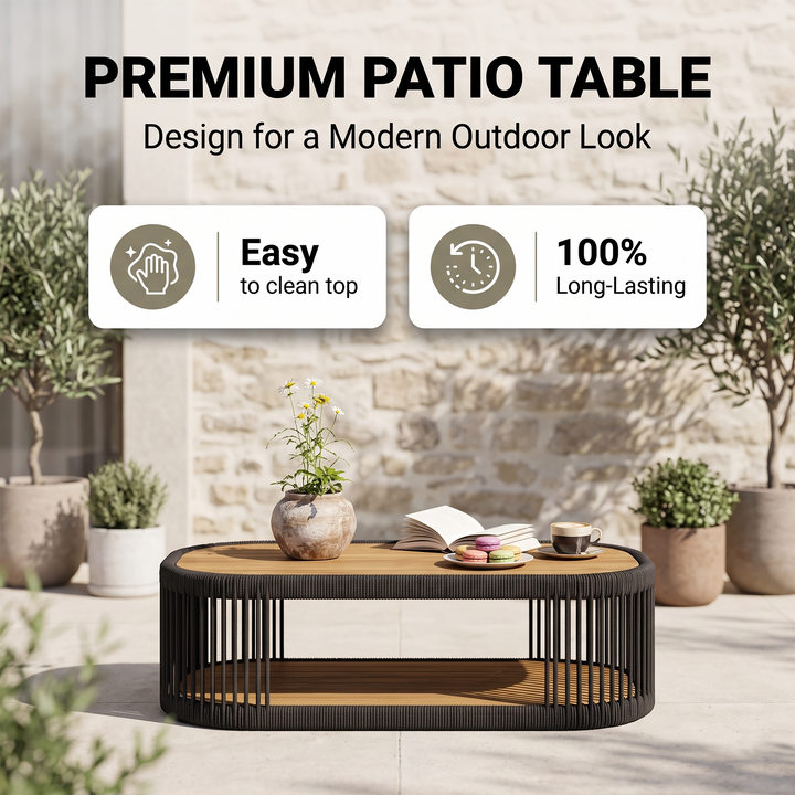 Yofora Outdoor Sofa Set 3 Seater , 2 Single seater and 1 Center Table Braided & Rope