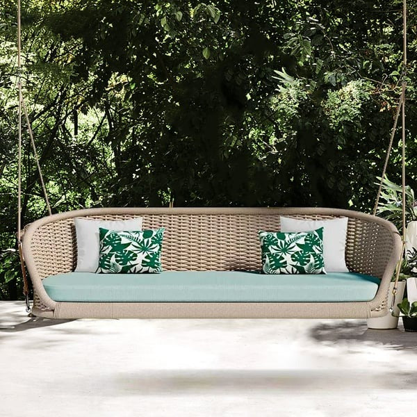 Furnico Three Seater Hanging Swing Without Stand For Balcony , Garden Swing (Cream)