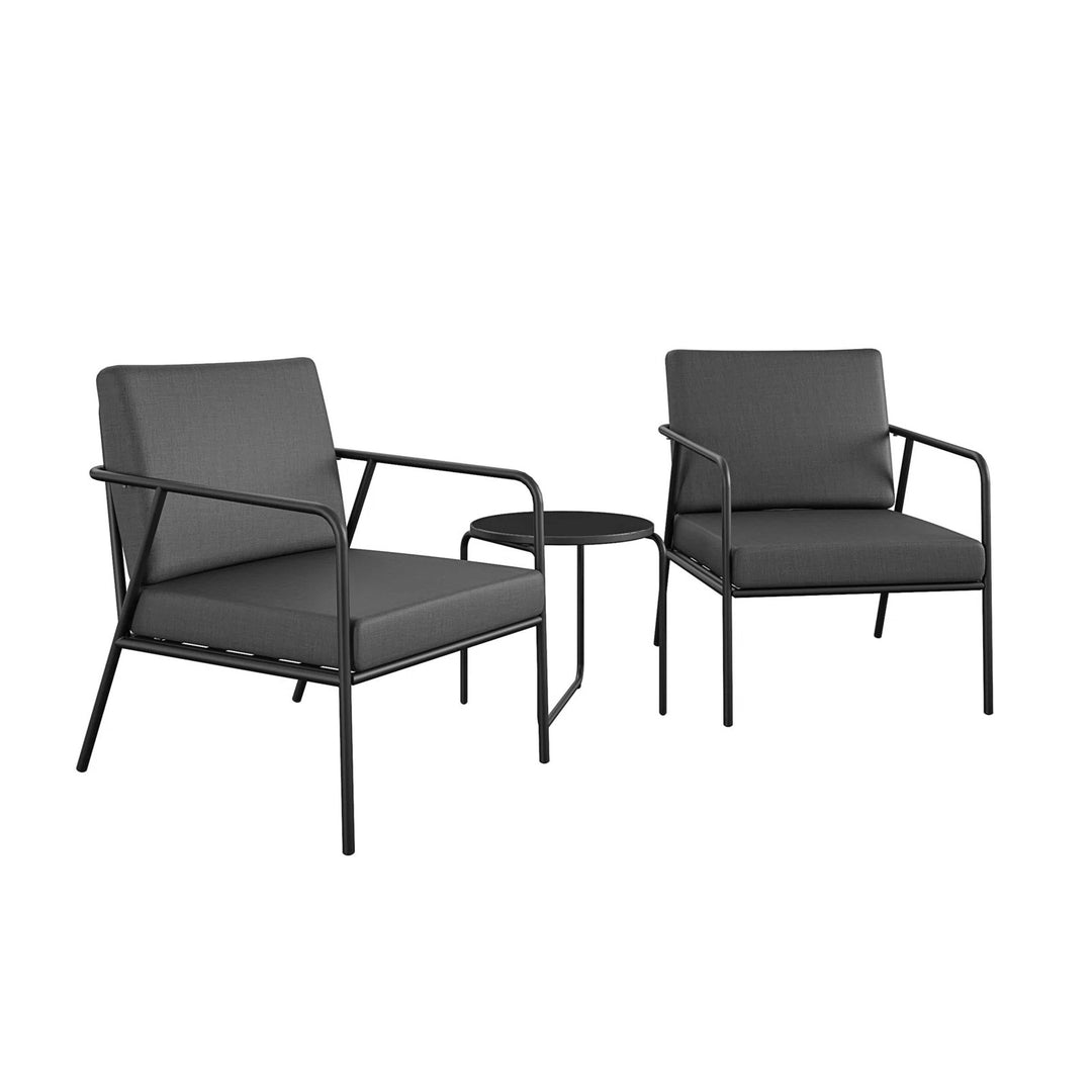 Sleety Outdoor Patio Seating Set 2 Chairs and 1 Table Set (Dark Grey)