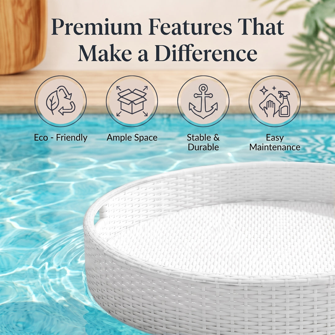 Ken Luxury Floating Serving Tray For Swimming Pool - White ( Round )