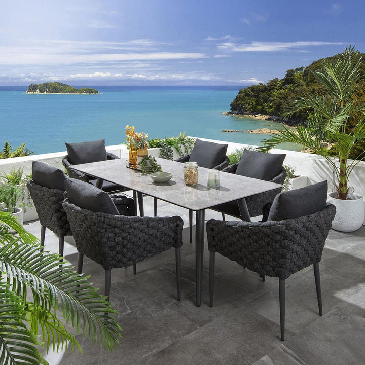 Ventus Outdoor Patio Seating Set 6 Chairs and 1 Table Set (grey)