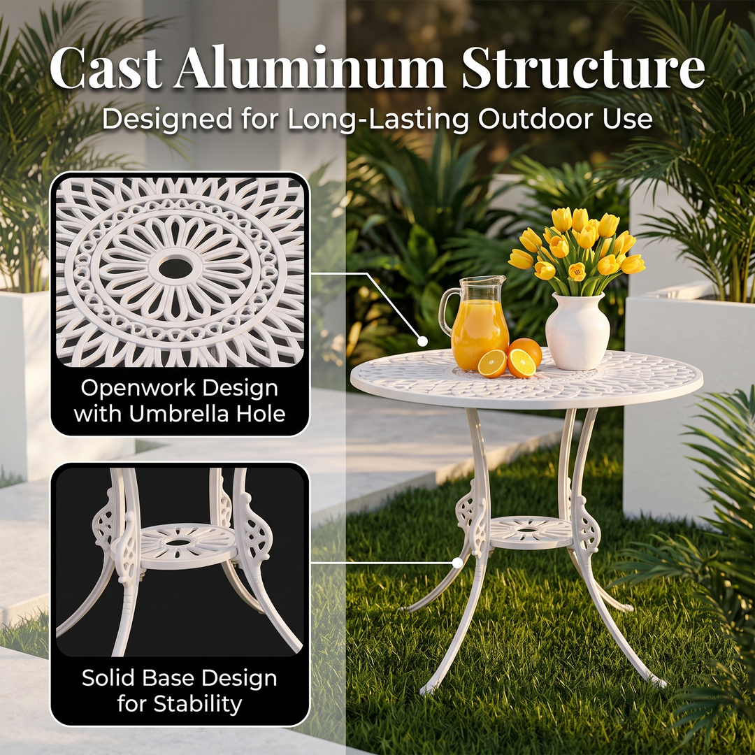 Lucio Cast Aluminium Garden Patio Seating 4 Chair and 1 Table Set