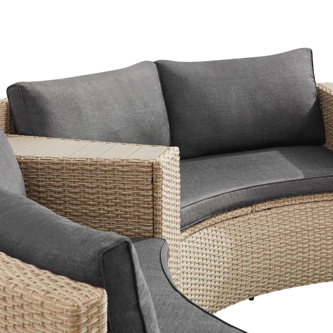 Orca Outdoor Patio Sofa Set 6 seater and 1 Center Table (Light brown)