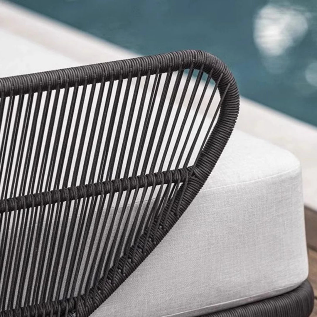 Zym Folk Outdoor Garden Balcony Sofa Set 3 Seater , 1 Single Seater 1 Center Table 1 Side Table Set (Grey) Braided and Rope