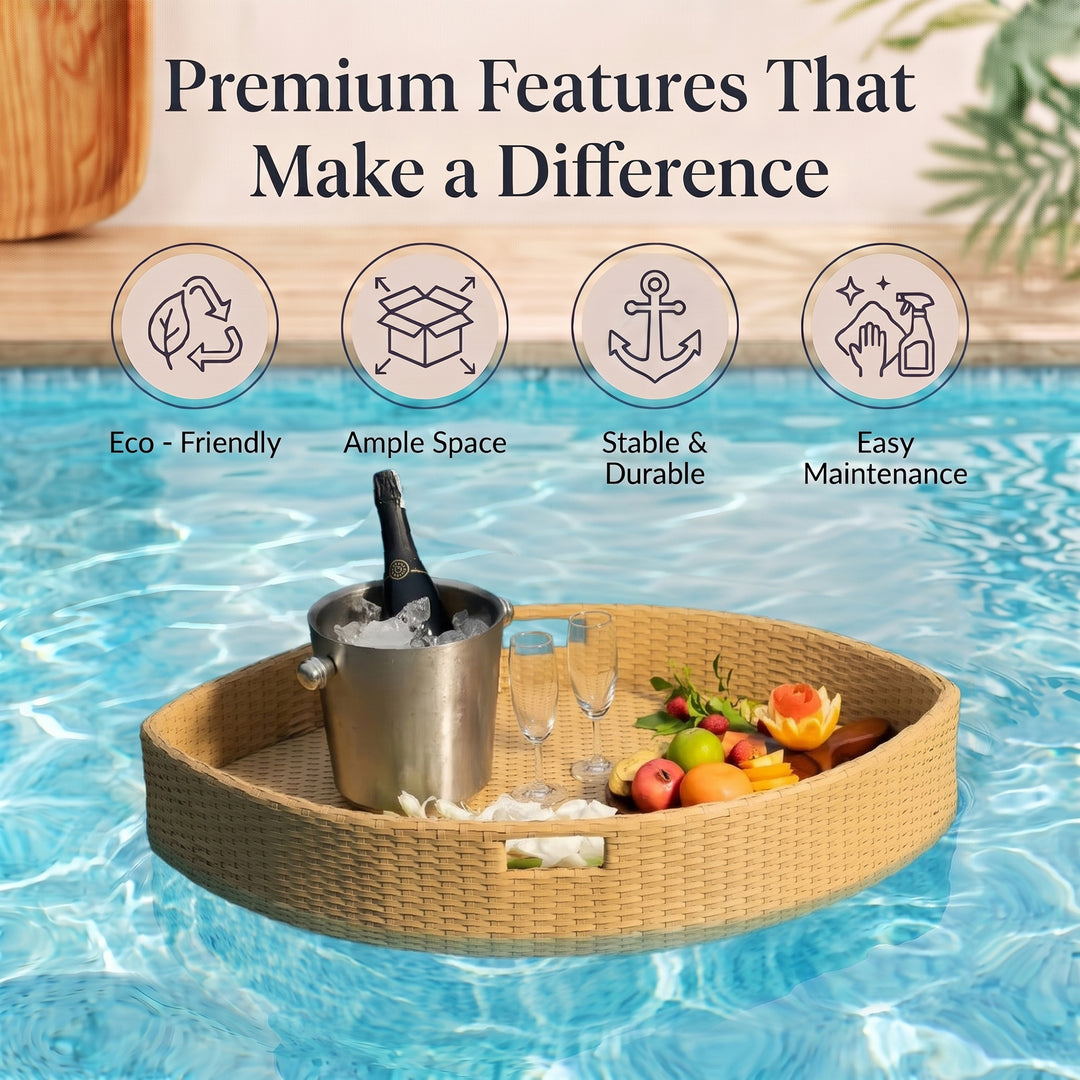 Célia Luxury Floating Serving Tray For Swimming Pool -  Honey (Boat Shape)