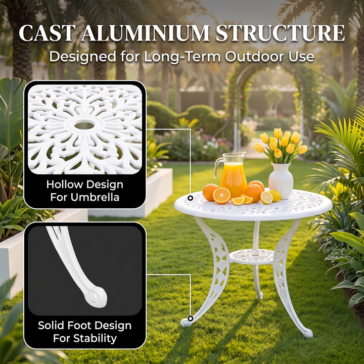 Rahel Cast Aluminium Garden Patio Seating 3 Chair and 1 Table Set