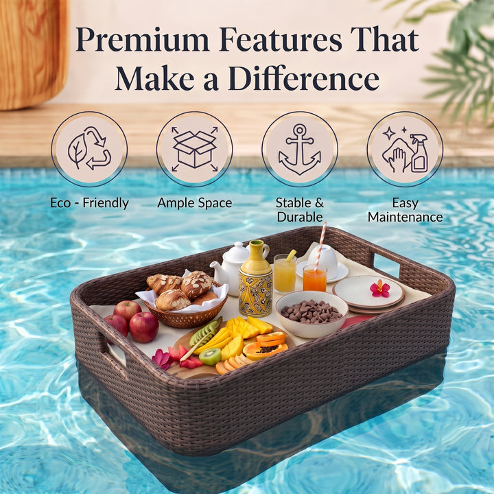 Jaime Luxury Floating Serving Tray For Swimming Pool -  Black ( Rectangle )