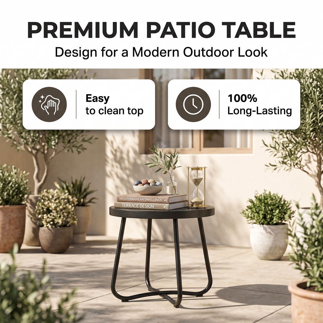 Tryfone Outdoor Garden Balcony Sofa Set 4 Seater 1 Center Table Set (Dark Grey)