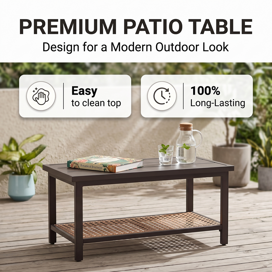 Vizoly Outdoor Garden Balcony Sofa Set  2 Seater, 2 Single seater and 1 Center Table Set (Brown)