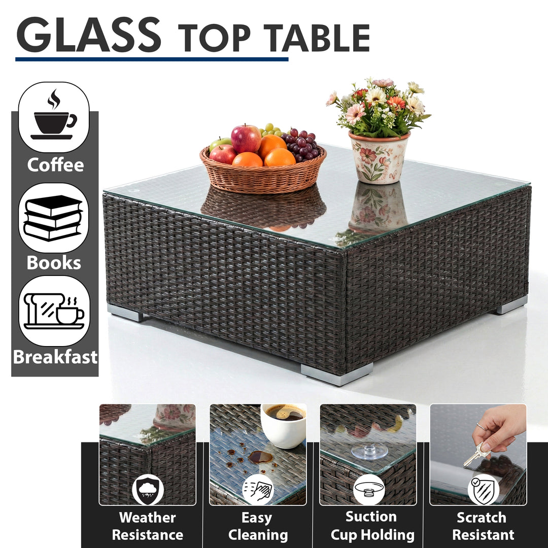 Marea Outdoor Patio Sofa Set 6 seater and 1 Center Table (Brown)