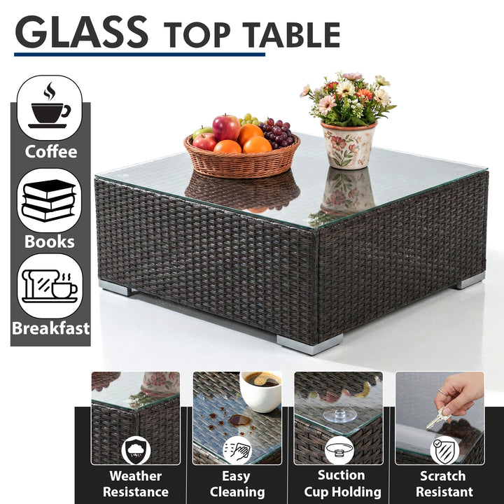 Marea Outdoor Patio Sofa Set 6 seater and 1 Center Table (Brown)