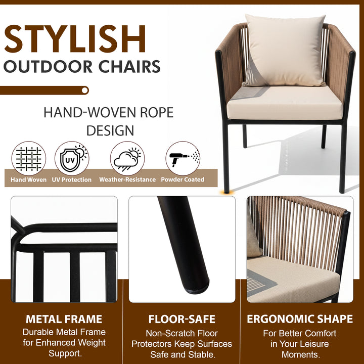 Parna Outdoor Garden Balcony Sofa Set 2 Seater , 2 Single Seater 1 Center Table Set Braided and Rope