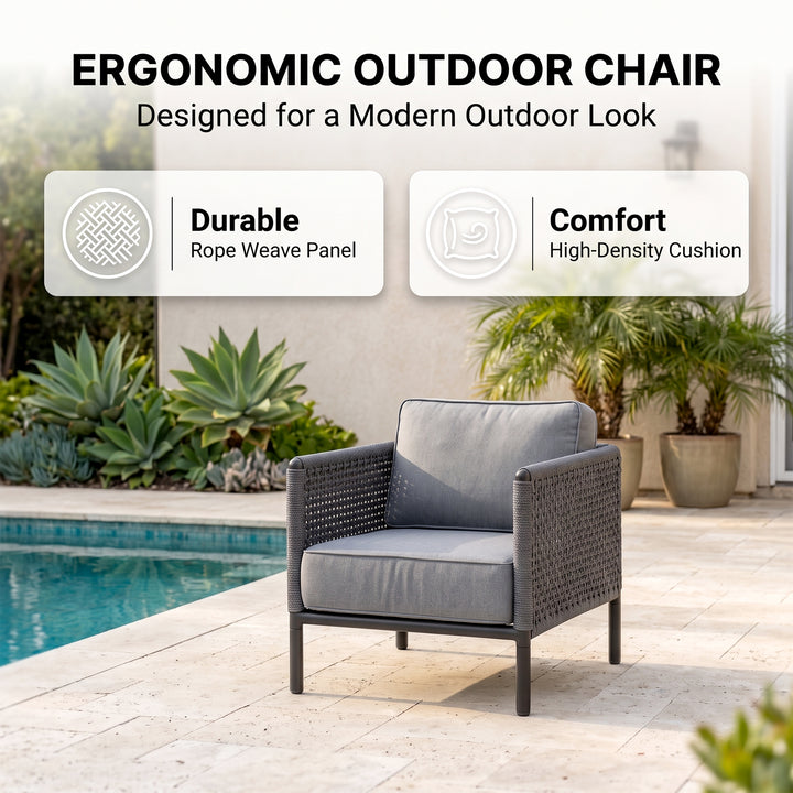 Alp Outdoor Sofa Set 2 Single seater (Grey) Braided & Rope