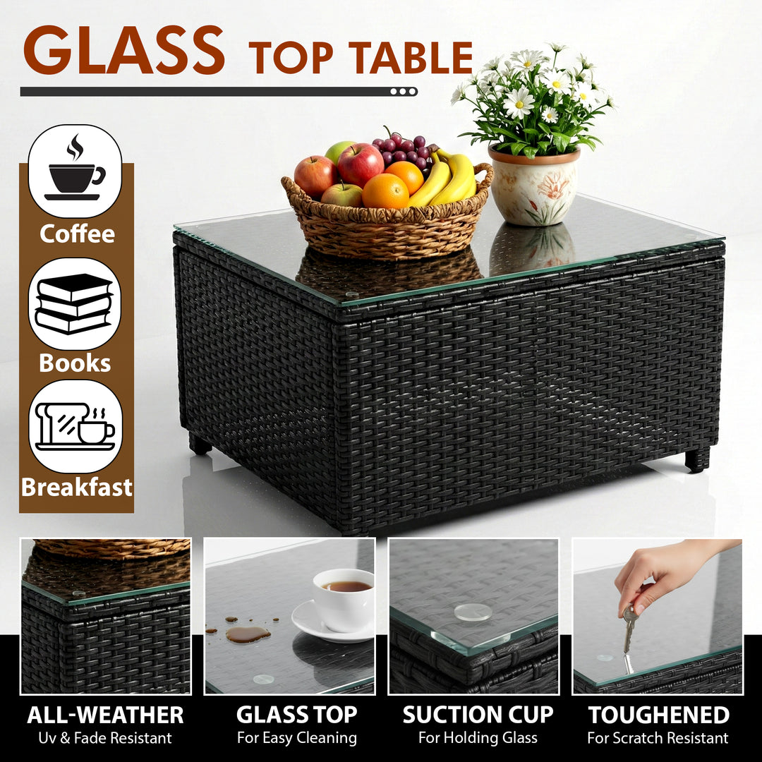 Calmo Outdoor Sofa Set 2 Seater , 2 Single seater and 1 Center Table Set (Black)