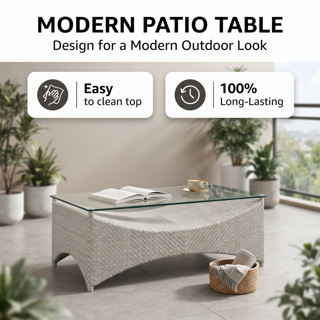 Vito Outdoor Patio Sofa Set 7 seater and 1 Center Table (cream)
