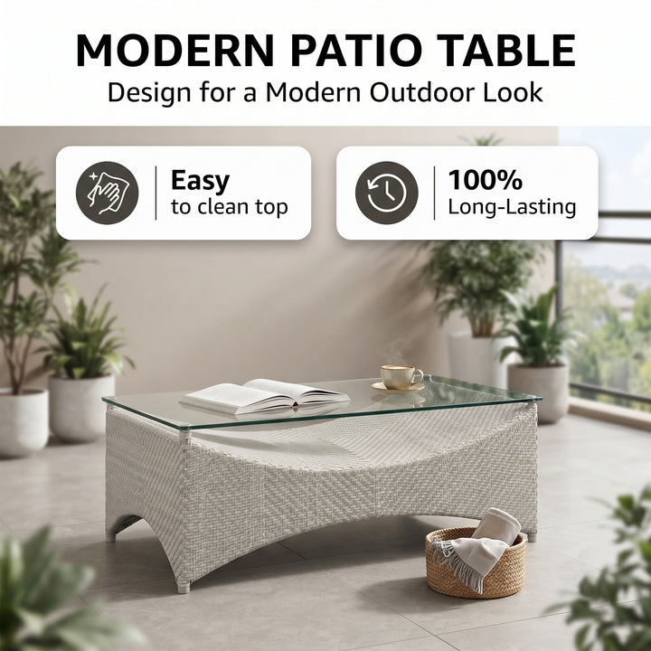 Vito Outdoor Patio Sofa Set 7 seater and 1 Center Table (cream)