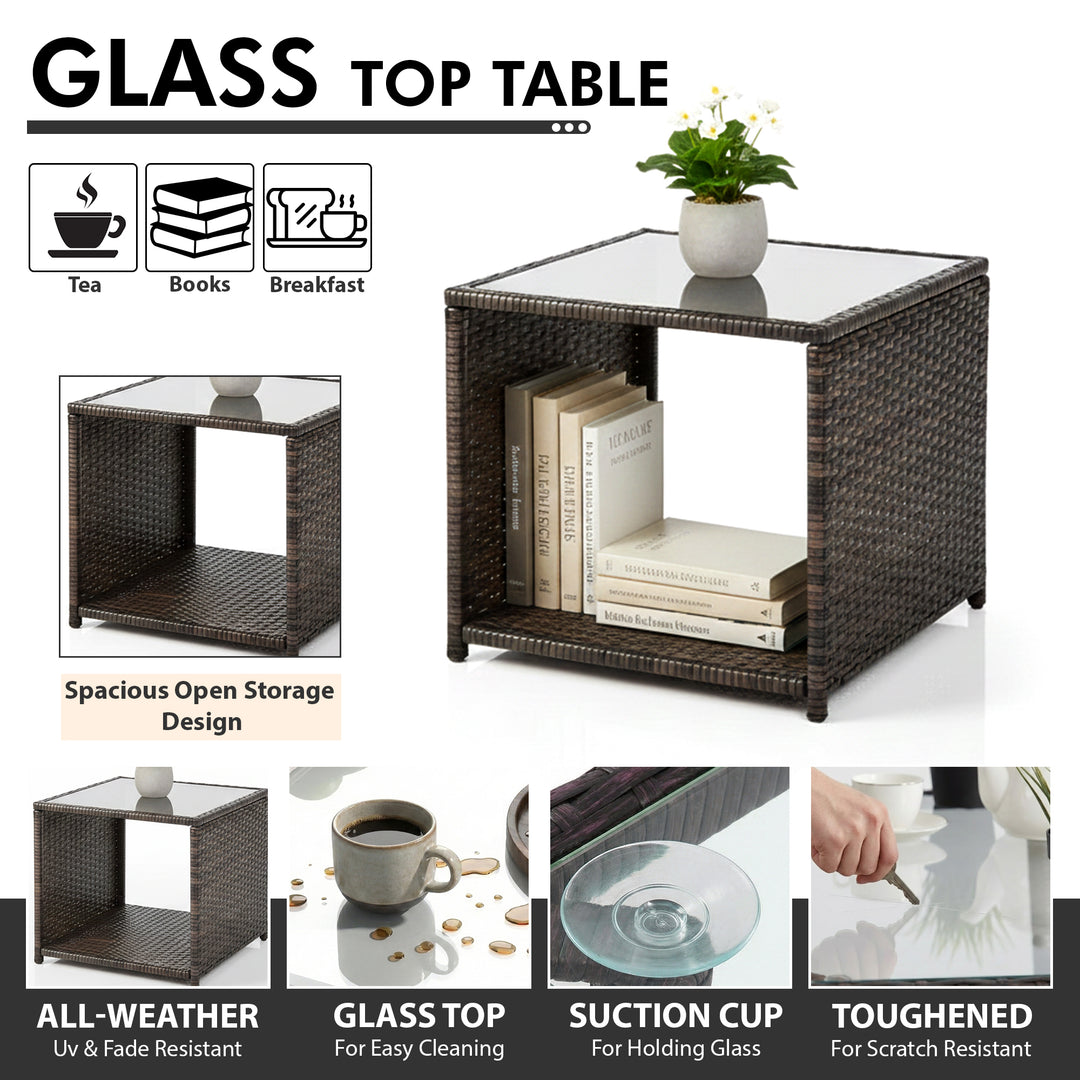 Sofani  Outdoor Sofa Set  2 Single seater with 2 ottoman and 1 Center Table (Black)