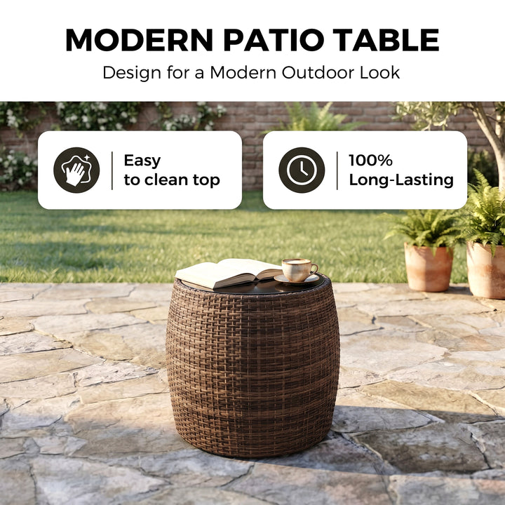 Leonora Outdoor Patio Sofa Set 2 Single Seater and 1 Table (Brown)