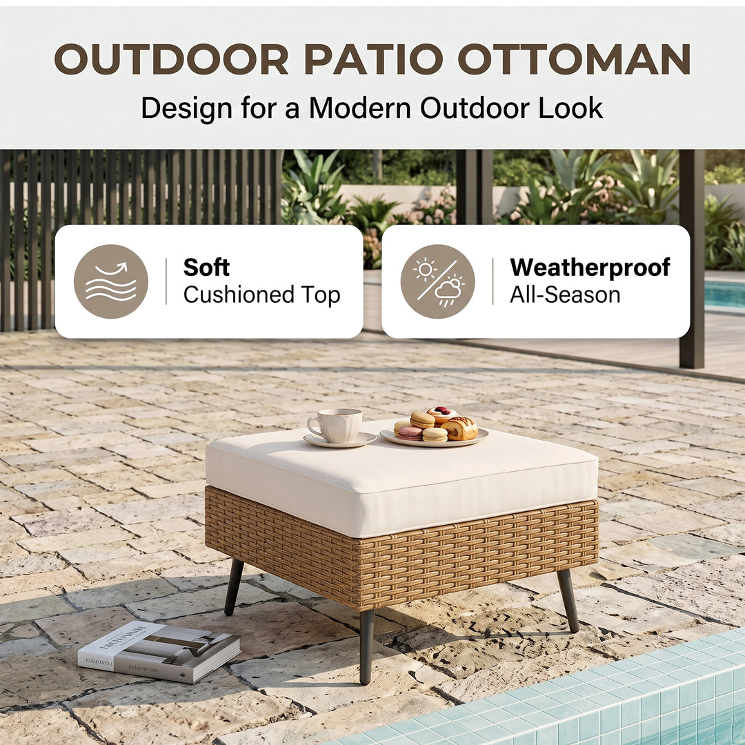 Ammar Outdoor Sofa Set 6 Seater and Single Seater with 2 Ottoman Set (Beige)