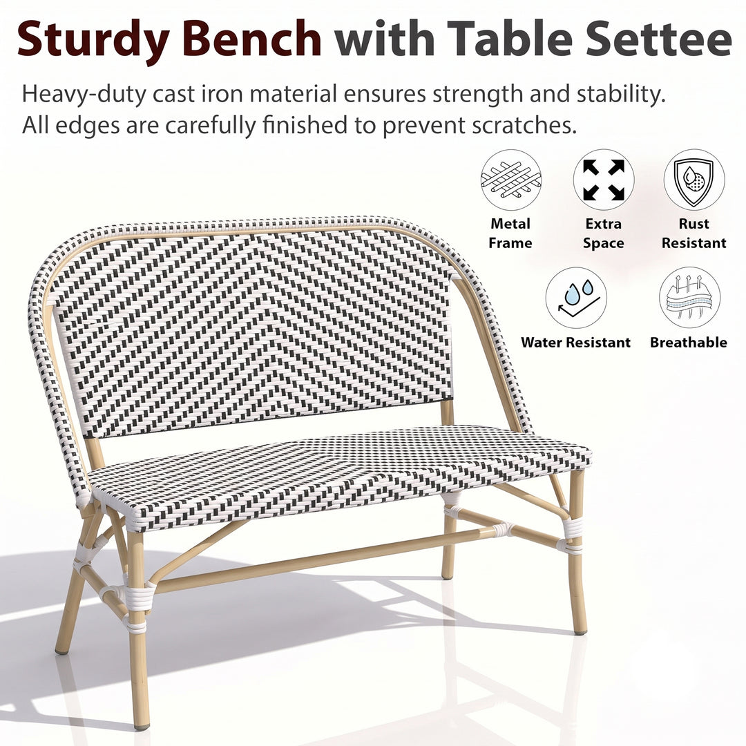 Edoardo Wicker 2 Seater Garden Bench for Outdoor Park