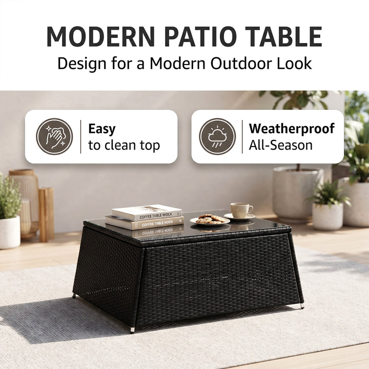 Moreau Outdoor Sofa Set 2 Seater, 2 Single seater and 1 Center Table (Black + White)