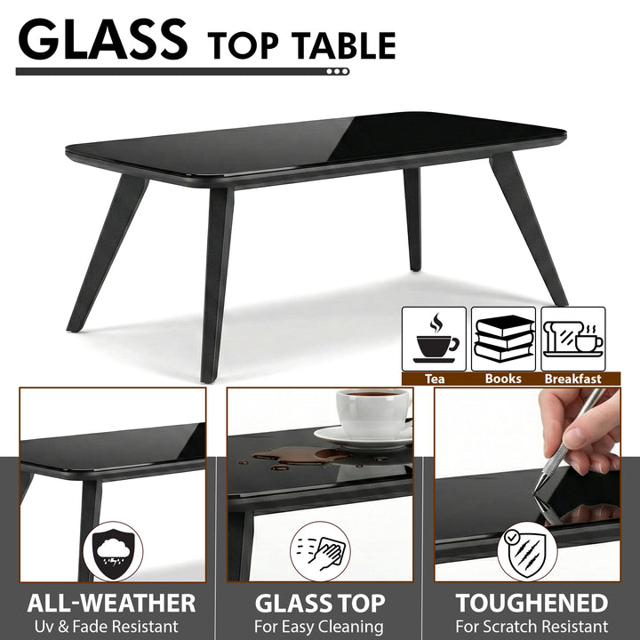 Puff Outdoor Sofa Set 2 Seater , 2 Single seater and 1 Center Table Set (Black) Braided & Rope