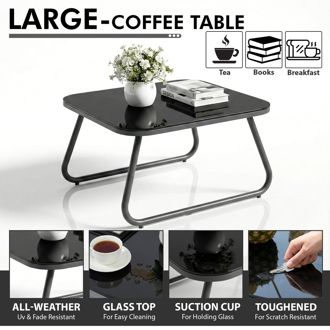 Casu Outdoor Garden Balcony Sofa Set 2 Seater, 2 Single seater and 1 Center Table Set, Braid & Rope (Grey)