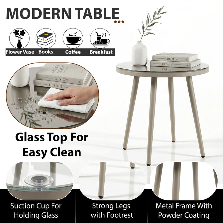 Molo Outdoor Patio Seating Set 2 Chairs and 1 Table Set (Beige) Braided & Rope