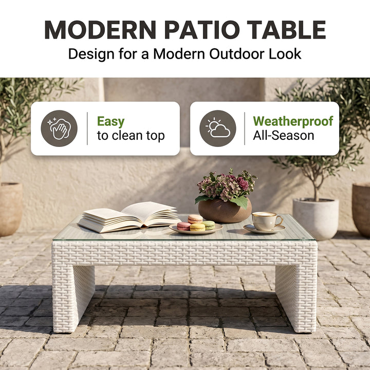 Gucci Outdoor Garden Balcony Sofa Set 2 Seater , 2 Single seater and 1 Center Table Set (White)