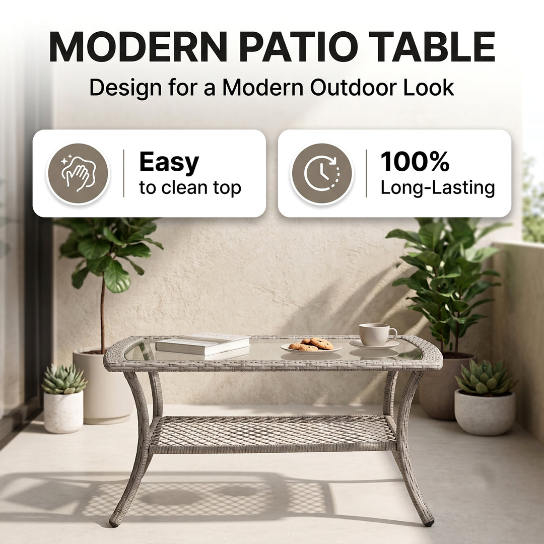 Meier Outdoor Sofa Set 2 Seater, 2 Single seater and 1 Center Table (Grey)